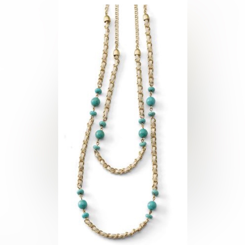 Gold and Turquoise Beaded Necklace Set